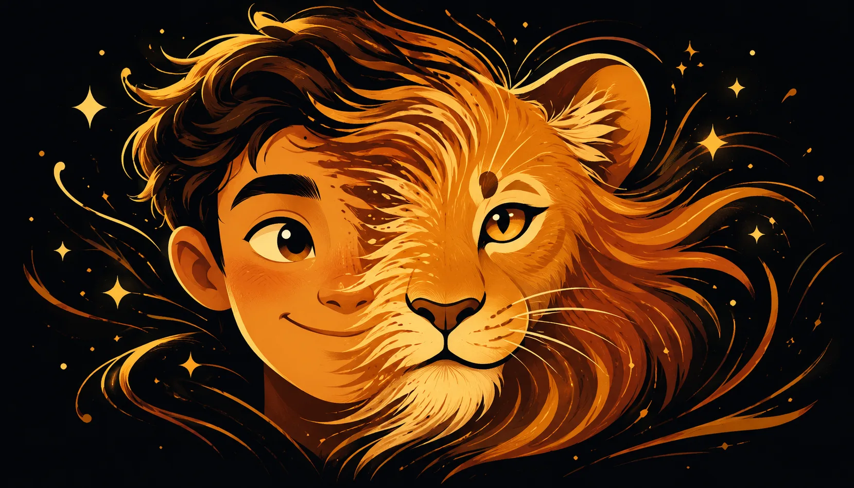 A person's face morphing into a lion on an iPhone screen, with editable morph points aligning the eyes